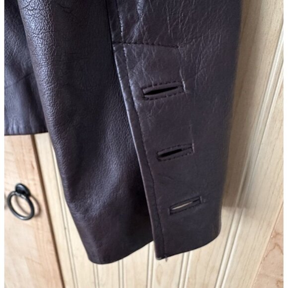 Vintage Guess 90’s Y2K Genuine Womens Brown Leather Blazer Jacket Size M *READ* - Picture 4 of 6